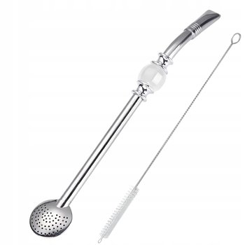 Bombilla do Yerba Mate z Białym Kamieniem 21cm + Czyścik - Oranżada