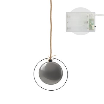 Bombka świąteczna LED Ø18 cm szara metalowa z ciepłymi białymi diodami LED - ECD Germany