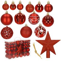 Bombki choinkowe 101 szt. zawieszki na choinkę ozdoby świąteczne z gwiazdą czerwone