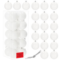 Bombki choinkowe 20 szt. białe 8 cm zestaw świąteczny