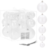 Bombki choinkowe 37 szt. ozdoby świąteczne perłowy biały