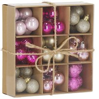 Bombki Choinkowe 54 Szt. Ozdoby Świąteczne Zestaw 3Cm Różowe