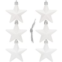 Bombki choinkowe 6 szt. dekoracje świąteczne gwiazdki zestaw białe