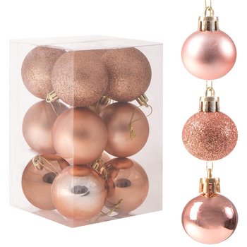 Bombki choinkowe 6cm plastikowe, ozdoby świąteczne komplet 12 szt. różowe złoto - Springos