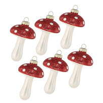 Bombki Choinkowe Grzybki 8,9 cm - Szklane, Zestaw 6 Sztuk
