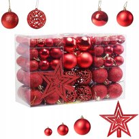 Bombki Choinkowe Na Choinkę Czerwone Zestaw 101Szt Premium Gwiazda Bombka