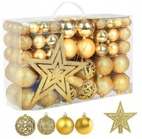 Bombki Choinkowe Na Choinkę Złote Zestaw 101Szt Premium Gwiazda Bombka