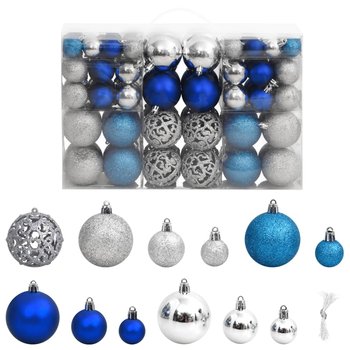 Bombki świąteczne, 100 szt., niebieskie i srebrne, - vidaXL