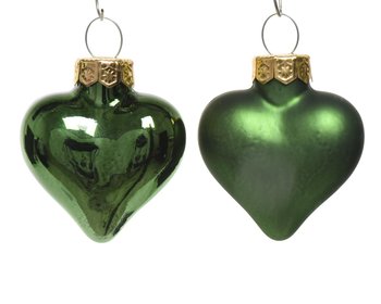 Bombki szklane w kształcie serc serca zielone 12sztuk - Kaemingk B.V.