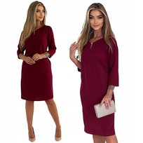 Bordowa Elegancka Prosta Sukienka Kolory Polski Producent Rozmiar 38