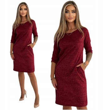 Bordowa Sweterkowa Sukienka z Kieszeniami Rozmiar 38 - Inna marka
