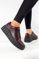 Bordowe trampki skórzane damskie creepersy sznurowane PRODUKT POLSKI Casu 469-39