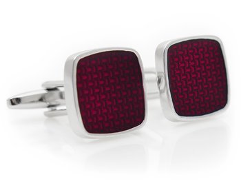 Bordowo-srebrne spinki do mankietów A297 - Modini