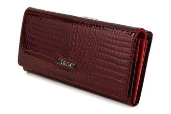 Bordowy piękny damski portfel skórzany Julia Rosso bigiel F65 czerwony