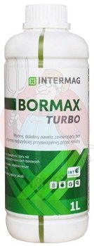 BORMAX TURBO to płynny nawóz dolistny zawierający 150 g boru (B) w 1 litrze w formie boroetanoloaminy wzbogacony w Technologię INT, ułatwiającą pobieranie i przemieszczanie boru w roślinach. - Intermag