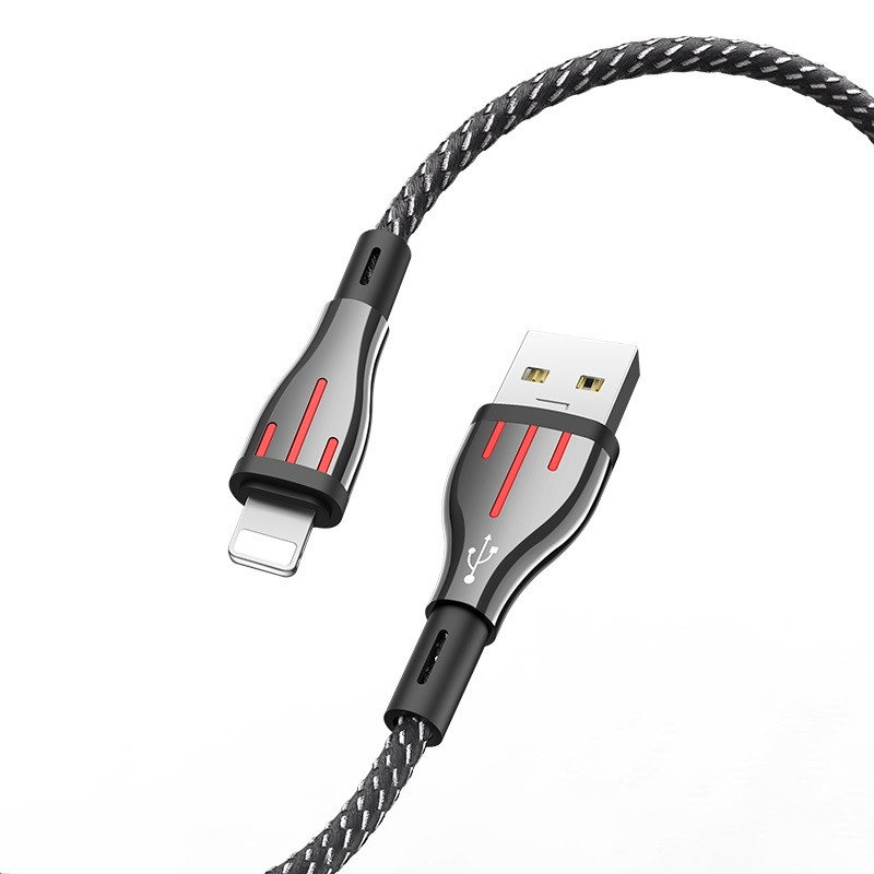 Zdjęcia - Kabel Borofone Highway -  połączeniowy USB do Lightning 1.2 m (czarny/szary 