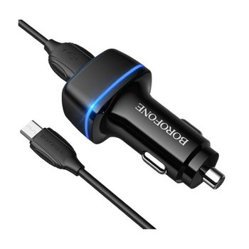 BOROFONE Ładowarka samochodowa - BZ14 2.4A 2xUSB + kabel Micro USB 1m - Borofone