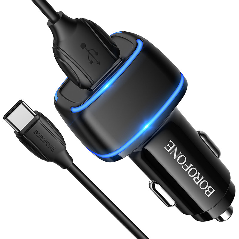 Borofone Ładowarka Samochodowa - Bz14 2.4A 2Xusb + Kabel Usb-C ...
