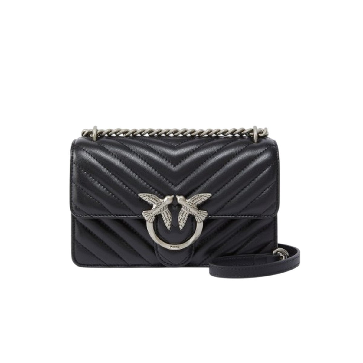 Pinko borse a spalla donna pinko - love one mini dc sheep nappa - nero