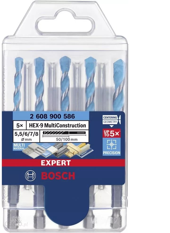 Bosch 5x Zestaw wierteł EXPERT HEX-9 Multi Construction (do Beton, Miękkie płytki, Ø 5.5-8 mm, Professional Akcesoria Wiertarki/wkrętarki udarowe, Wiertarki/Wkrętarki)