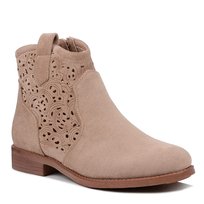 Botki damskie beżowe zamszowe S.Barski 61-8019 płaskie ażurowe na zamek-39