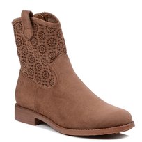 Botki damskie brązowe S.Barski HY52-530 płaskie zamszowe na zamek-40