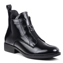 Botki damskie czarne S.Barski HY52-524 jesienne lakierowane ocieplane-36