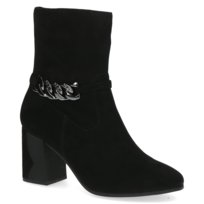 Botki damskie jesienne na obcasie zamszowe czarne Caprice 25342-38