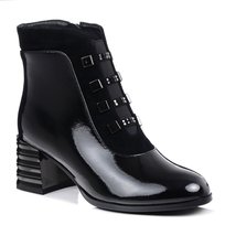 Botki damskie jesienne ocieplane lakierowane DiA MR52-144 na obcasie-38