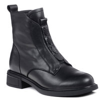 Botki damskie jesienne skórzane ocieplane czarne za kostkę D&A CR42-080-39