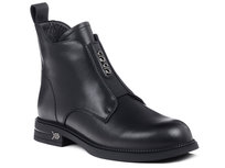 Botki damskie jesienne skórzane ocieplane czarne za kostkę D&A JC42-32-37