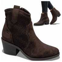 Botki Damskie na Klocku Buty Kowbojki na Wiosnę Czekoladowe Modne Barski 38 S.Barski