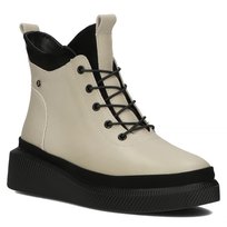 Botki damskie ocieplane na platformie skórzane Filippo DBT4799/23 beżowe-37