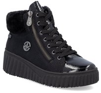 Botki damskie  Rieker N2505-00 zimowe czarne z membraną na platformie-42