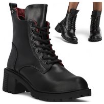 Botki Damskie SKÓRZANE FILIPPO Jesienne Glany na klocku Czarne Wygodne 39