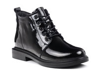 Botki damskie skórzane lakierowane ocieplane czarne Loretta W2439417A -36