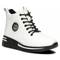 Botki damskie skórzane ocieplane na platformie Filippo DBT4215/24 białe-36