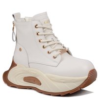 Botki damskie zimowe ocieplane skórzane białe Goe SS2N4300 na platformie-40