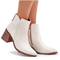 Botki Na Słupku Skóra Naturalna Zazoo 3673 Białe-40