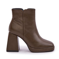 Botki Na Wysokim Obcasie Słupku Eko Skórzane Ciemnozielone Selarae -39