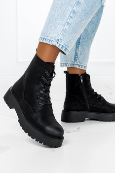 Botki Sergio Leone workery na platformie sznurowane czarne TR759-37 - Sergio Leone