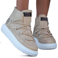 Botki Sportowe Buty Damskie Modne Stylowe Lekkie Eleganckie Skórzane Na Jesień Cieple Sznurowane Lee Cooper Beżowe 40 Inna marka