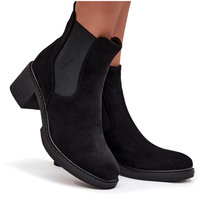 Botki Sztyblety Damskie Na Klocku Czarne Luvina-39