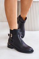 Botki Sztyblety Damskie Na Niskim Obcasie Ocieplane Czarne Zinlora -37