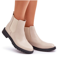 Botki Sztyblety Damskie Na Płaskim Obcasie Beżowe Selanna-40