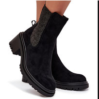 Botki Sztyblety Damskie Ocieplane Na Klocku Czarne Zoralia-36