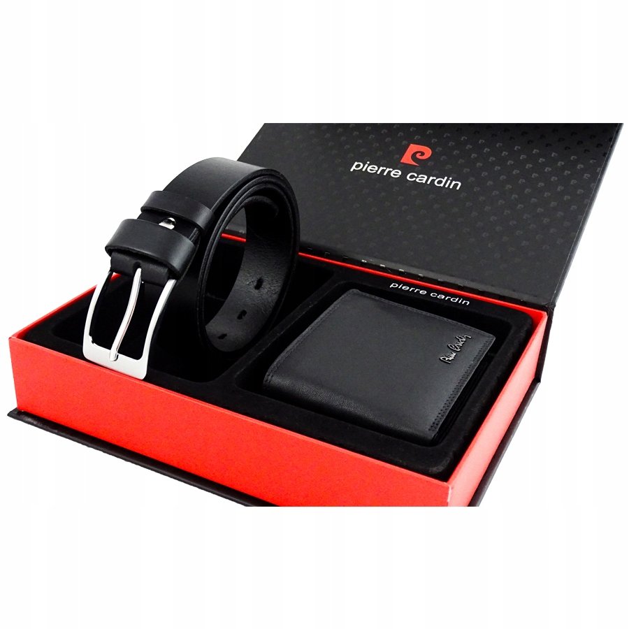 BOX Męski Pasek GRACIO+Portfel Skóra Pierre Cardin