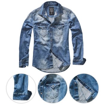 Brandit Koszula z Długim Rękawem Riley Denim Niebieska - XL - Brandit