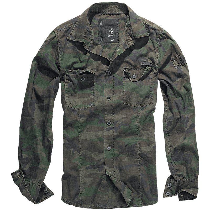 Chemise Homme Brandit – Slim Fit – Woodland Camouflage – Manches Longues – NEUF