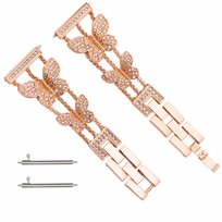 BRANSOLETA DO ZEGARKA SMARTWATCH PASEK 20MM REGULOWANA ZŁOT GOLD ROSE MOTYL